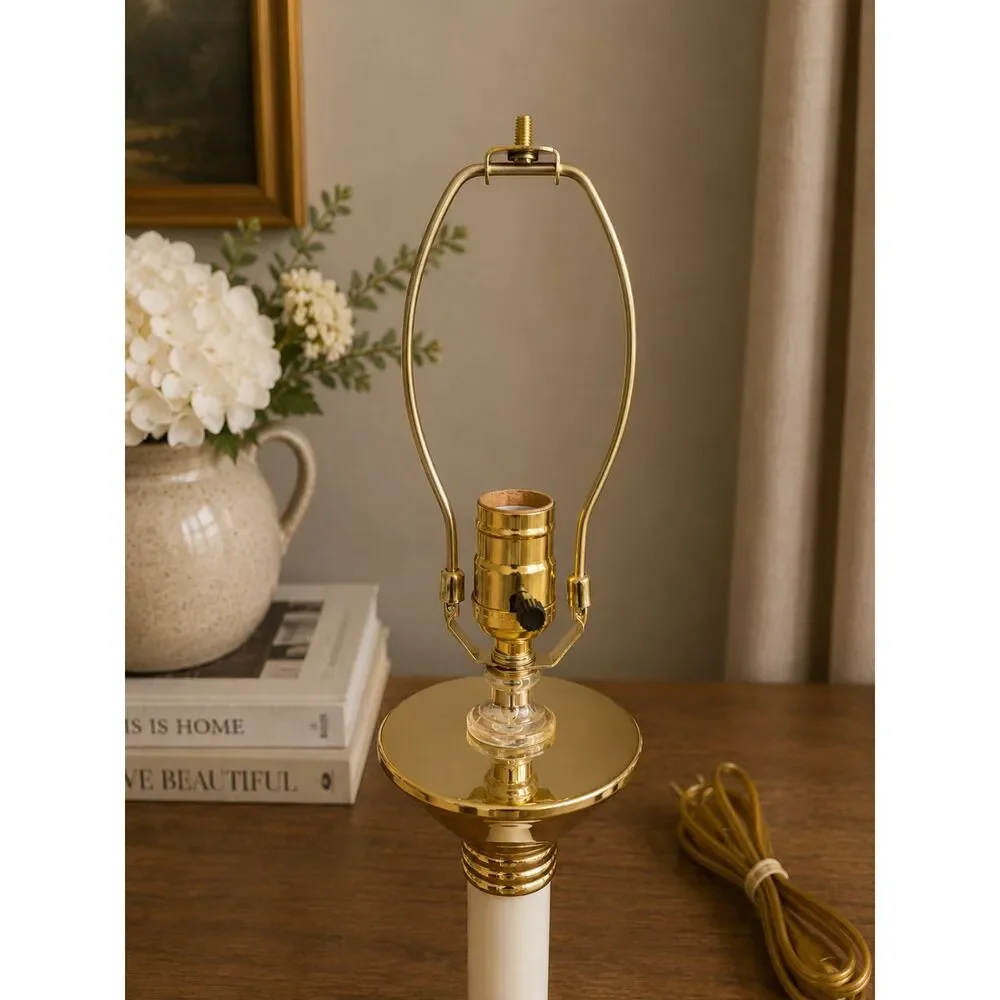 Vintage Cream & Brass Table Lamp with Shade
